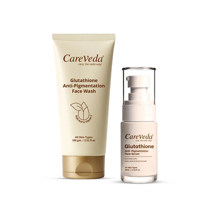 CareVeda Glutathione Skin Care Set of 2 | Face Wash & Face Serum for Bright, Even-Toned Skin | Anti-Pigmentation & Glow Boost | For Men & Women