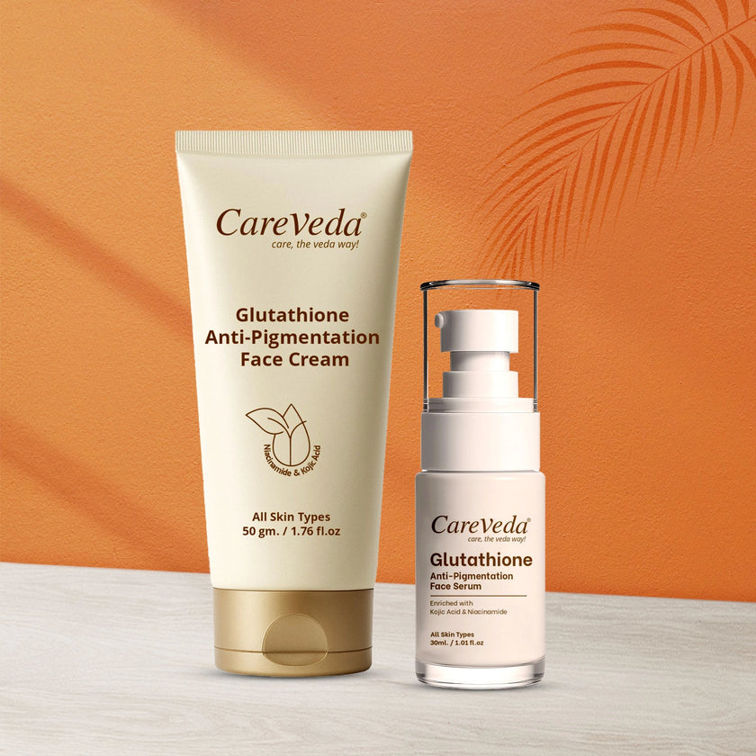 CareVeda Glutathione Skin Care Set of 2 | Face Cream & Face Serum for Bright, Even-Toned Skin | Anti-Pigmentation & Glow Boost | For Men & Women