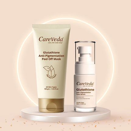 CareVeda Glutathione Skin Care Set of 2 | Peel off Mask & Face Serum for Bright, Even-Toned Skin | Anti-Pigmentation & Glow Boost | For Men & Women