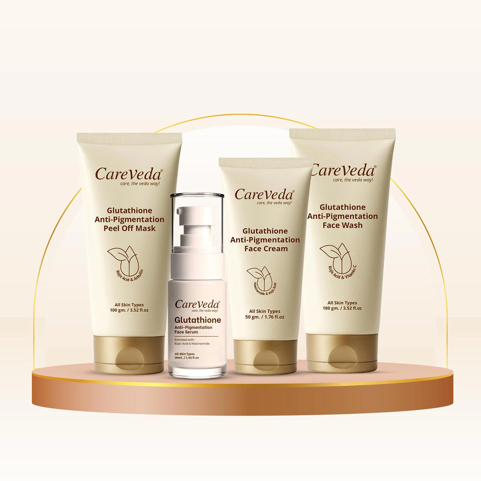 Glutathione Skin Care Set of 4 | Face Wash & Cream, Peel off Mask, Serum for Bright & Even-Toned Skin