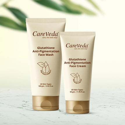 CareVeda Glutathione Skin Care Set of 2 | Face Wash & Cream for Bright, Even-Toned Skin | Anti-Pigmentation, Anti-Dullness & Deep Nourishment | Glow Boost for Men & Women