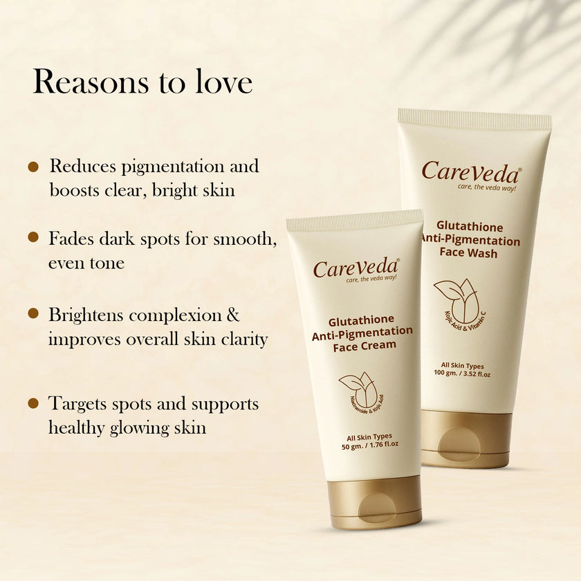 CareVeda Glutathione Skin Care Set of 2 | Face Wash & Cream for Bright, Even-Toned Skin | Anti-Pigmentation, Anti-Dullness & Deep Nourishment | Glow Boost for Men & Women