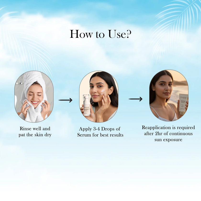 CareVeda Glutathione Skin Care Set of 2 | Face Serum & Sunscreen for Bright, Even-Toned Skin | Anti-Pigmentation & Glow Boost | For Men & Women