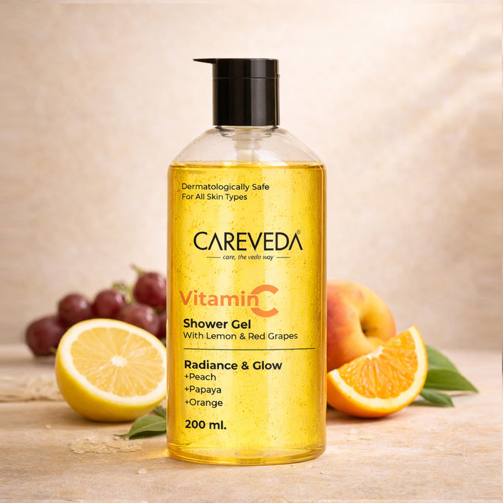CareVeda Vitamin C Shower Gel With Lemon & Red Grapes, Brightening Body Wash 200ml