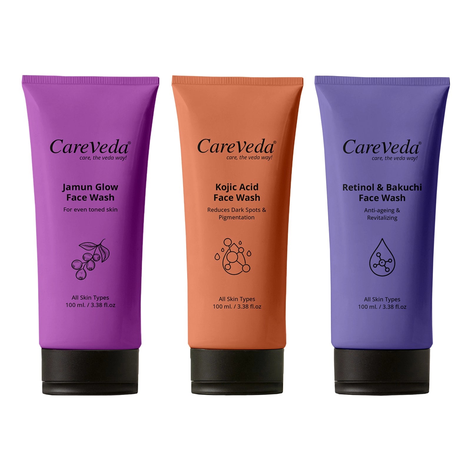 Skin Radiance Combo – Jamun Glow, Kojic Acid, Retinol & Bakuchi Face Wash (Set of 3)