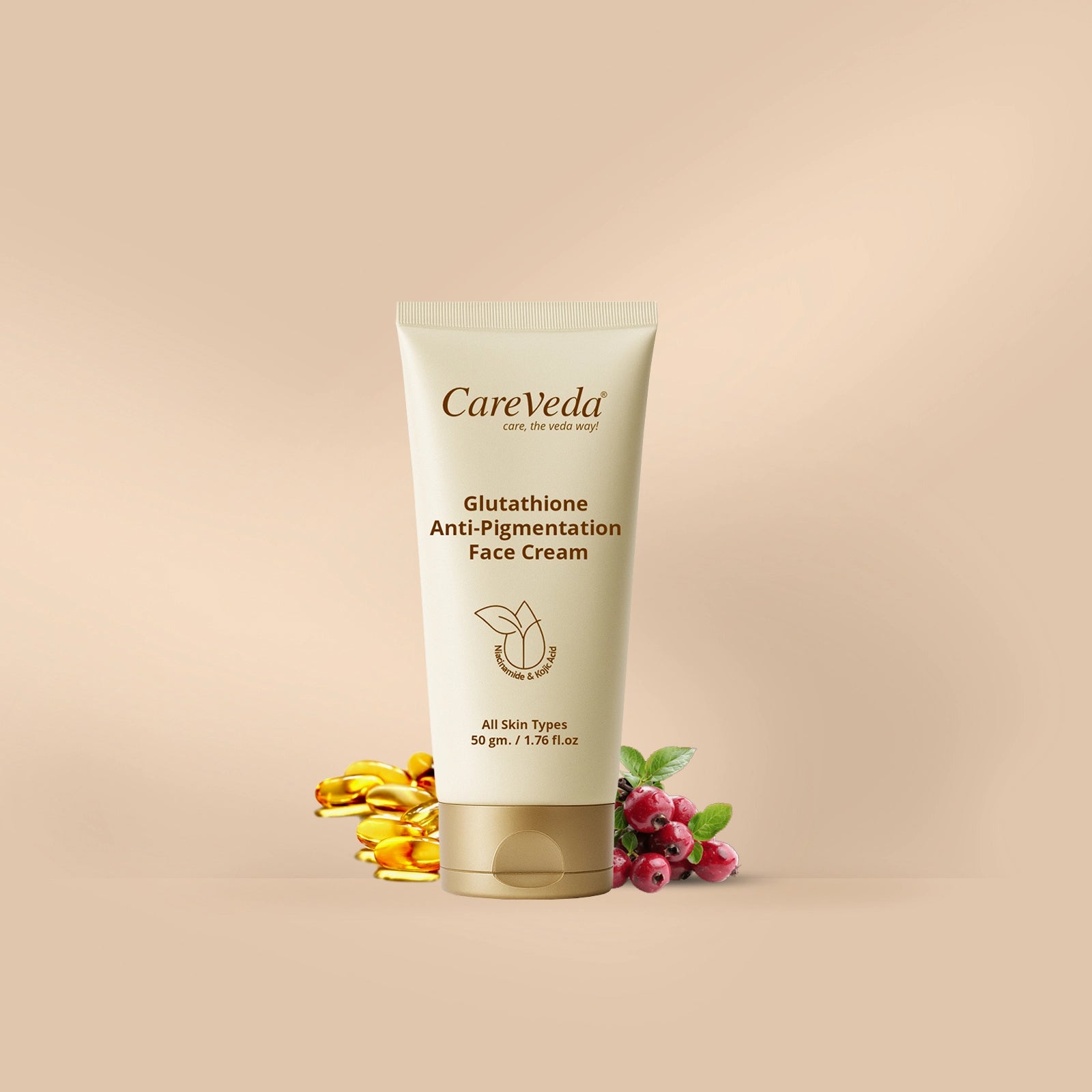 CareVeda Glutathione Anti-Pigmentation Face Cream Enriched with Kojic Acid & Niacinamide  50gm