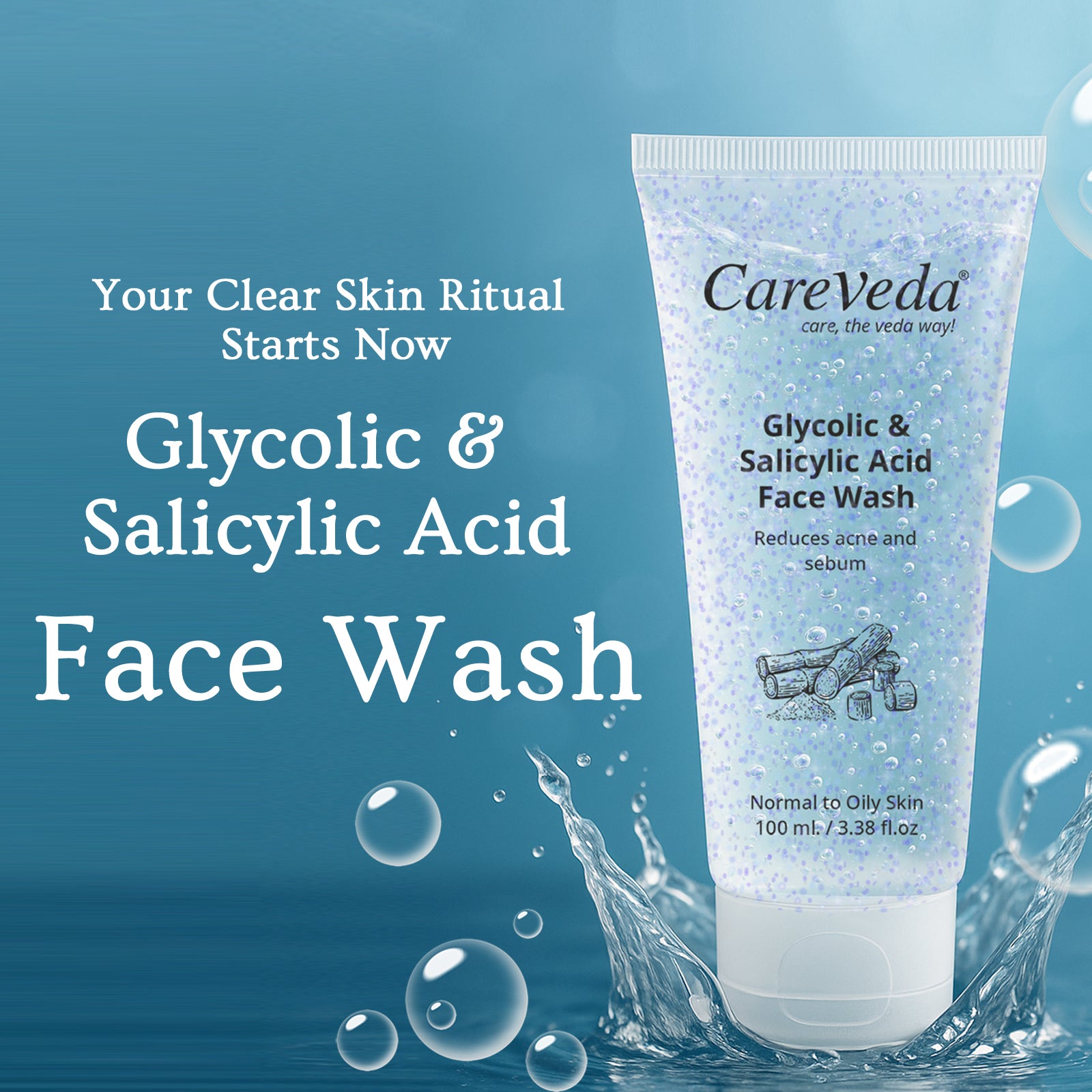 Glycolic & 1% Salicylic Acid Face Wash for Acne & Oil Control 100ml