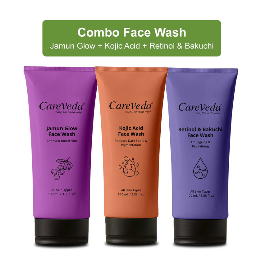 Skin Radiance Combo – Jamun Glow, Kojic Acid, Retinol & Bakuchi Face Wash (Set of 3)