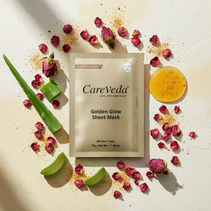 CareVeda Golden Glow Sheet Mask Suitable For All Skin Types, 25gm