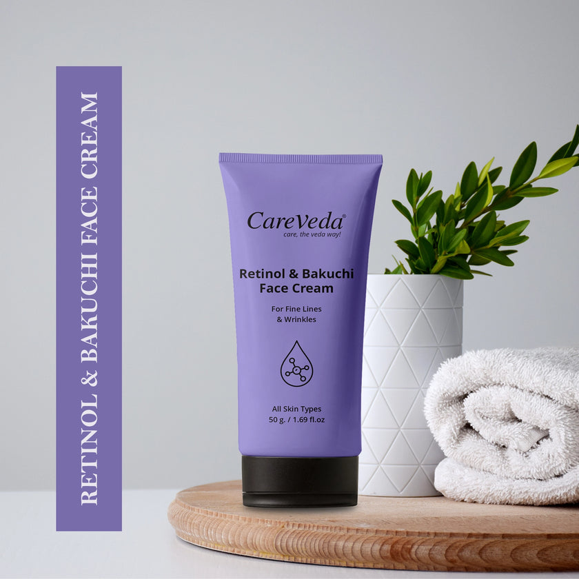 CareVeda Retinol & Bakuchi Face Cream For Fine Lines & Wrinkles Suitable For All Skin Types 50gm