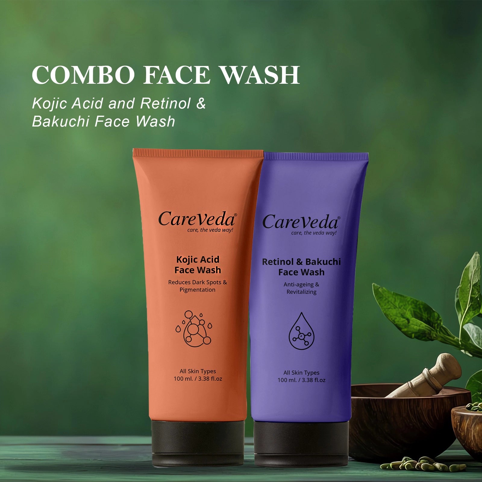 Skin Radiance Combo – Kojic Acid, Retinol & Bakuchi Face Wash (Set of 2)