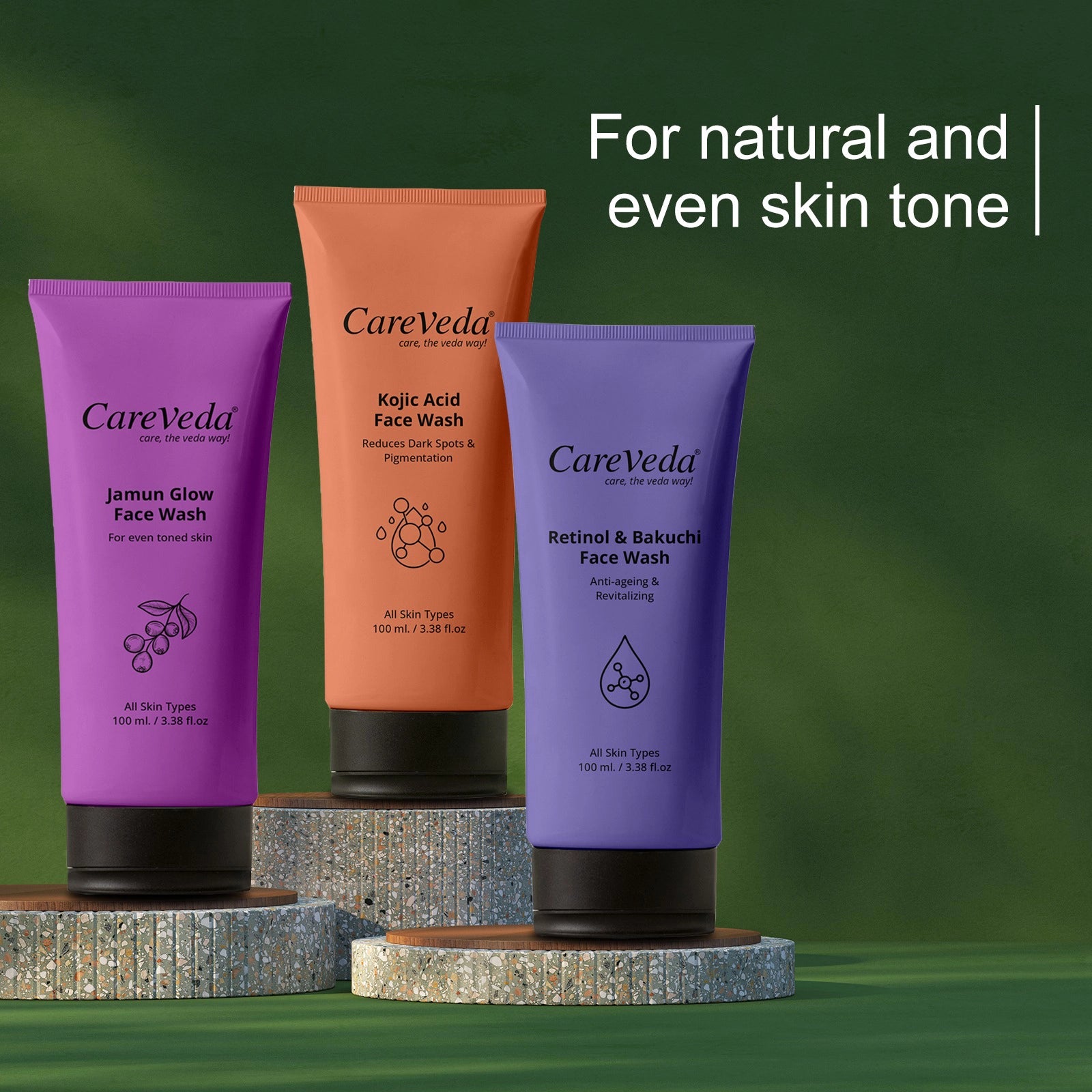 Skin Radiance Combo – Jamun Glow, Kojic Acid, Retinol & Bakuchi Face Wash (Set of 3)