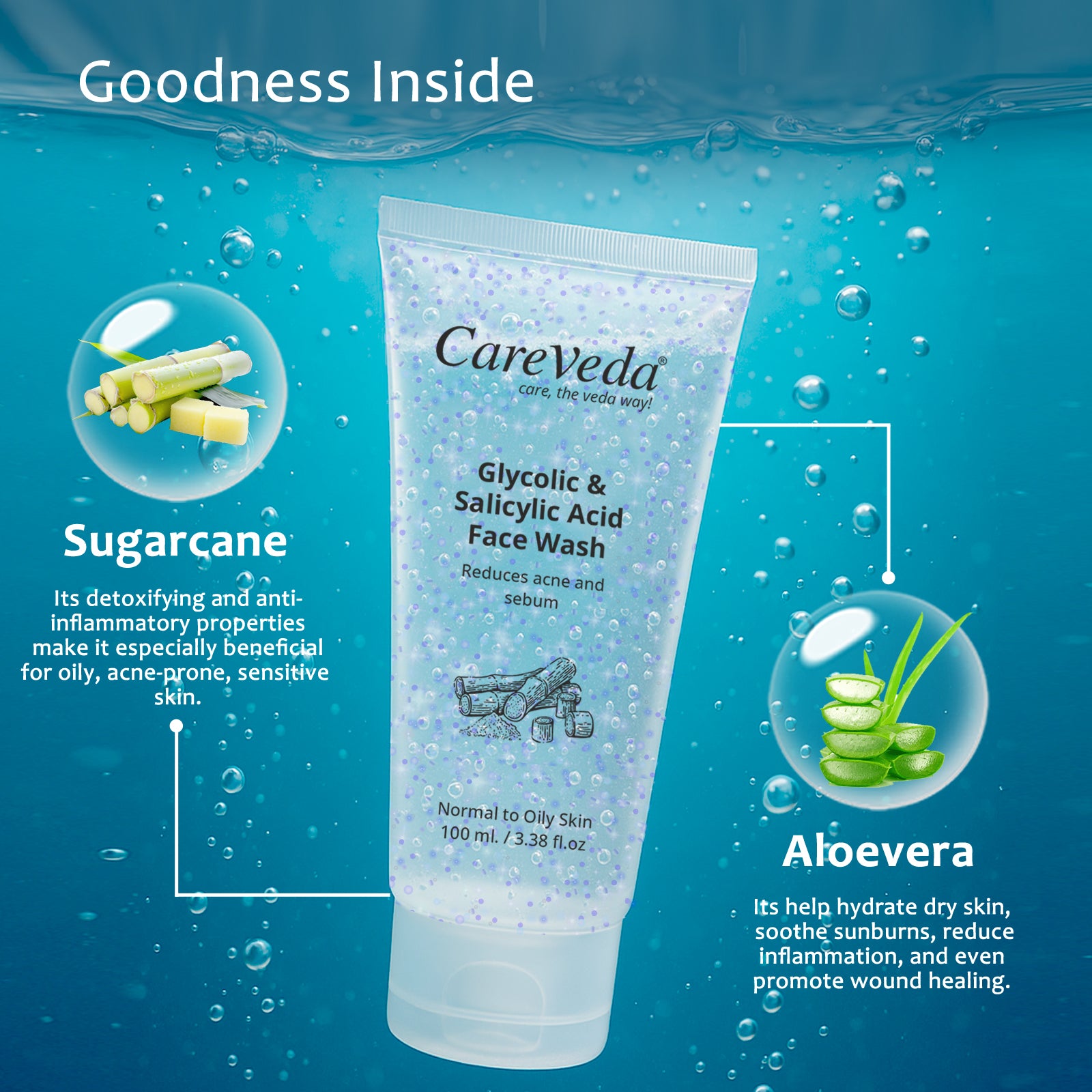 Glycolic & 1% Salicylic Acid Face Wash for Acne & Oil Control 100ml