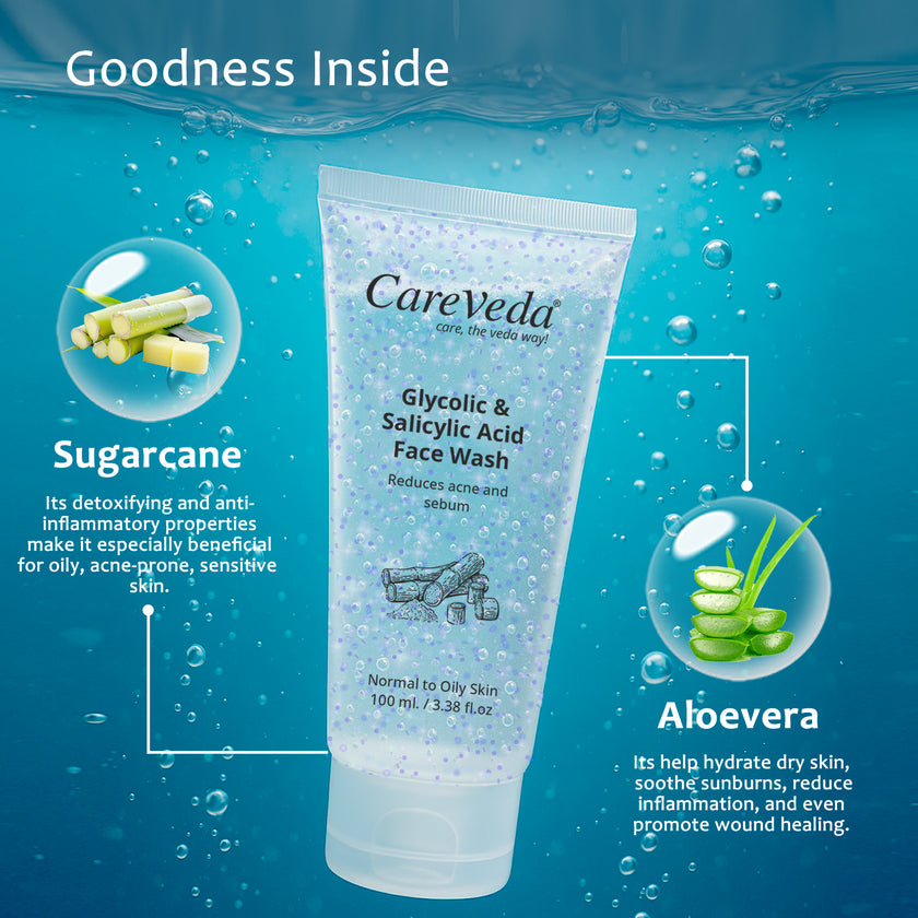 Glycolic & 1% Salicylic Acid Face Wash for Acne & Oil Control 100ml