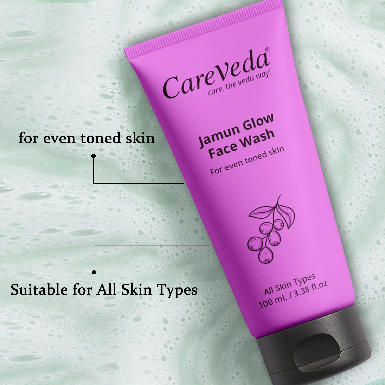 CareVeda Jamun Glow Face Wash For Even Toned Skin Suitable For All Skin Types 100gm