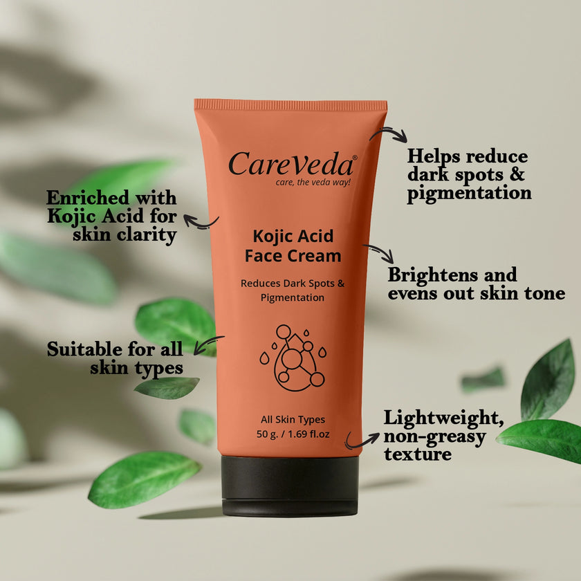 CareVeda Kojic Acid Face Cream For Reduces Dark Spots & Pigmentation Suitable For All Skin Types 50gm