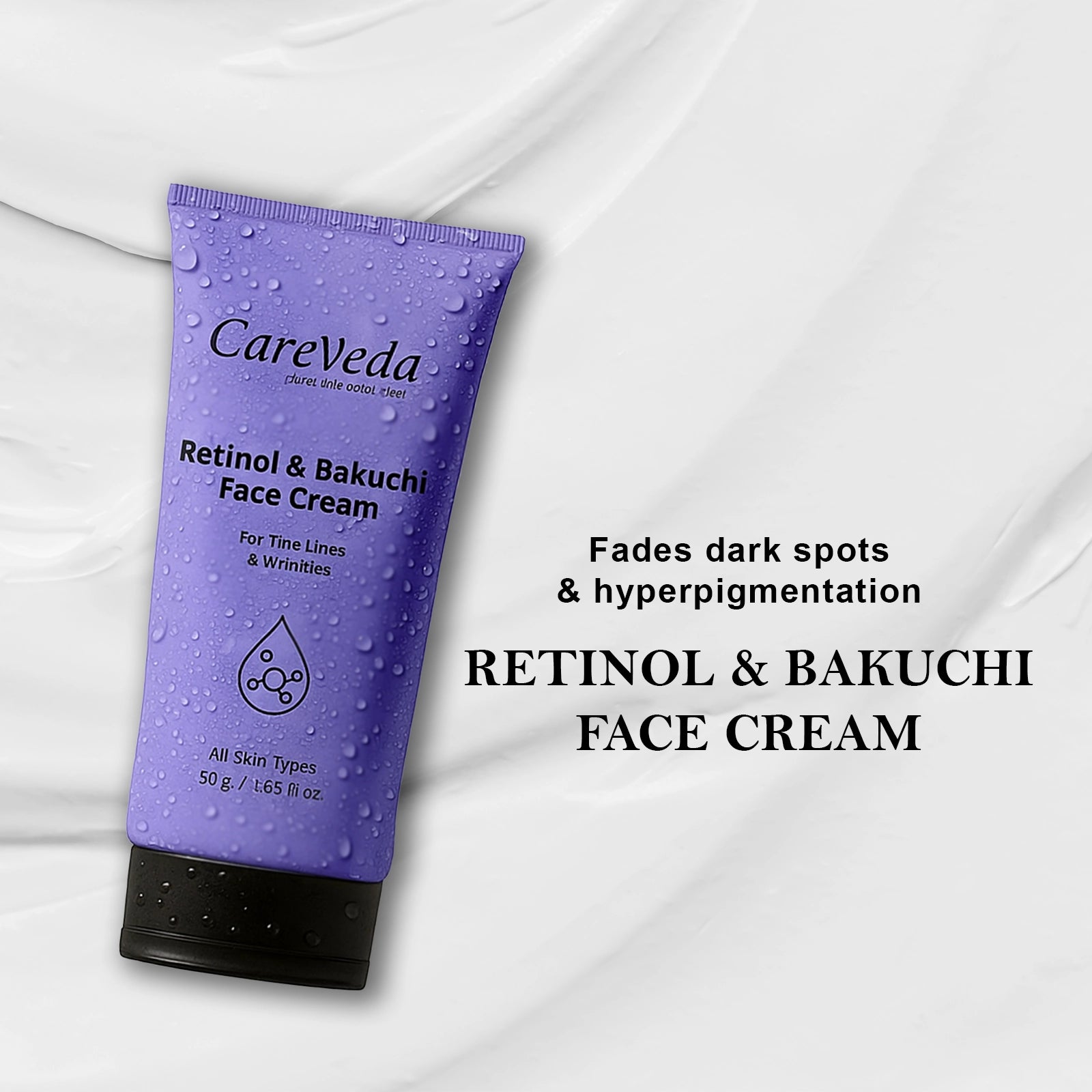 CareVeda Retinol & Bakuchi Face Cream For Fine Lines & Wrinkles Suitable For All Skin Types 50gm