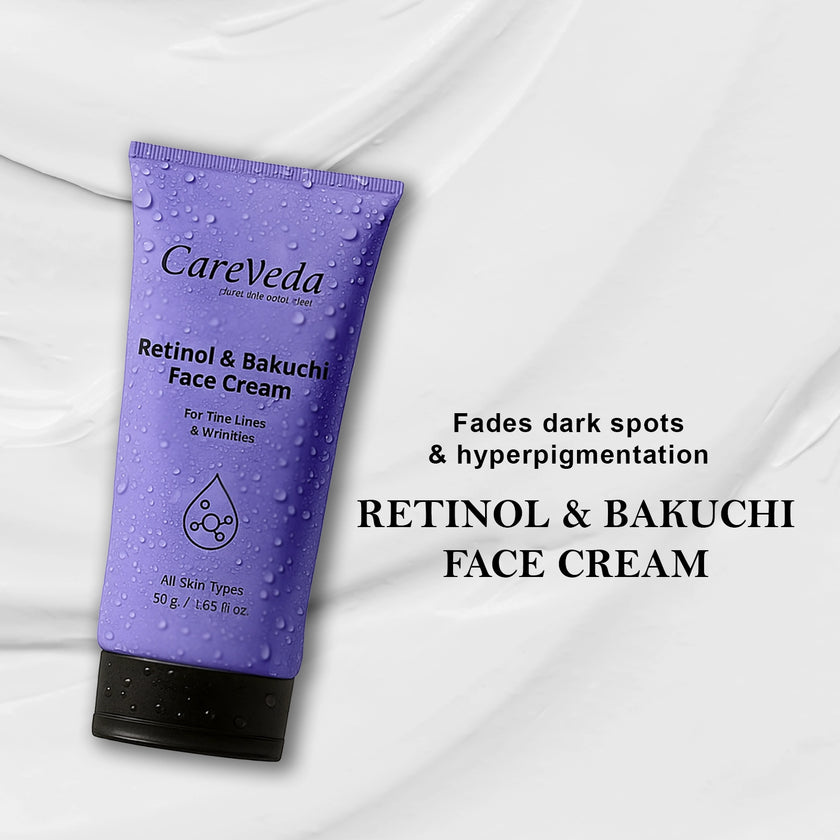 CareVeda Retinol & Bakuchi Face Cream For Fine Lines & Wrinkles Suitable For All Skin Types 50gm