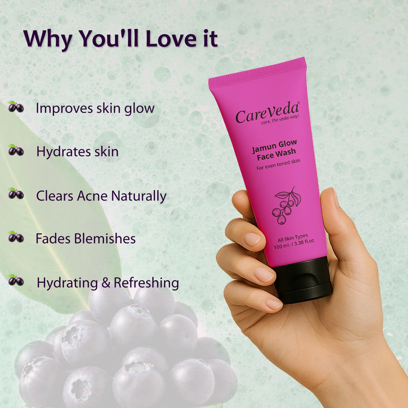 CareVeda Jamun Glow Face Wash For Even Toned Skin Suitable For All Skin Types 100gm