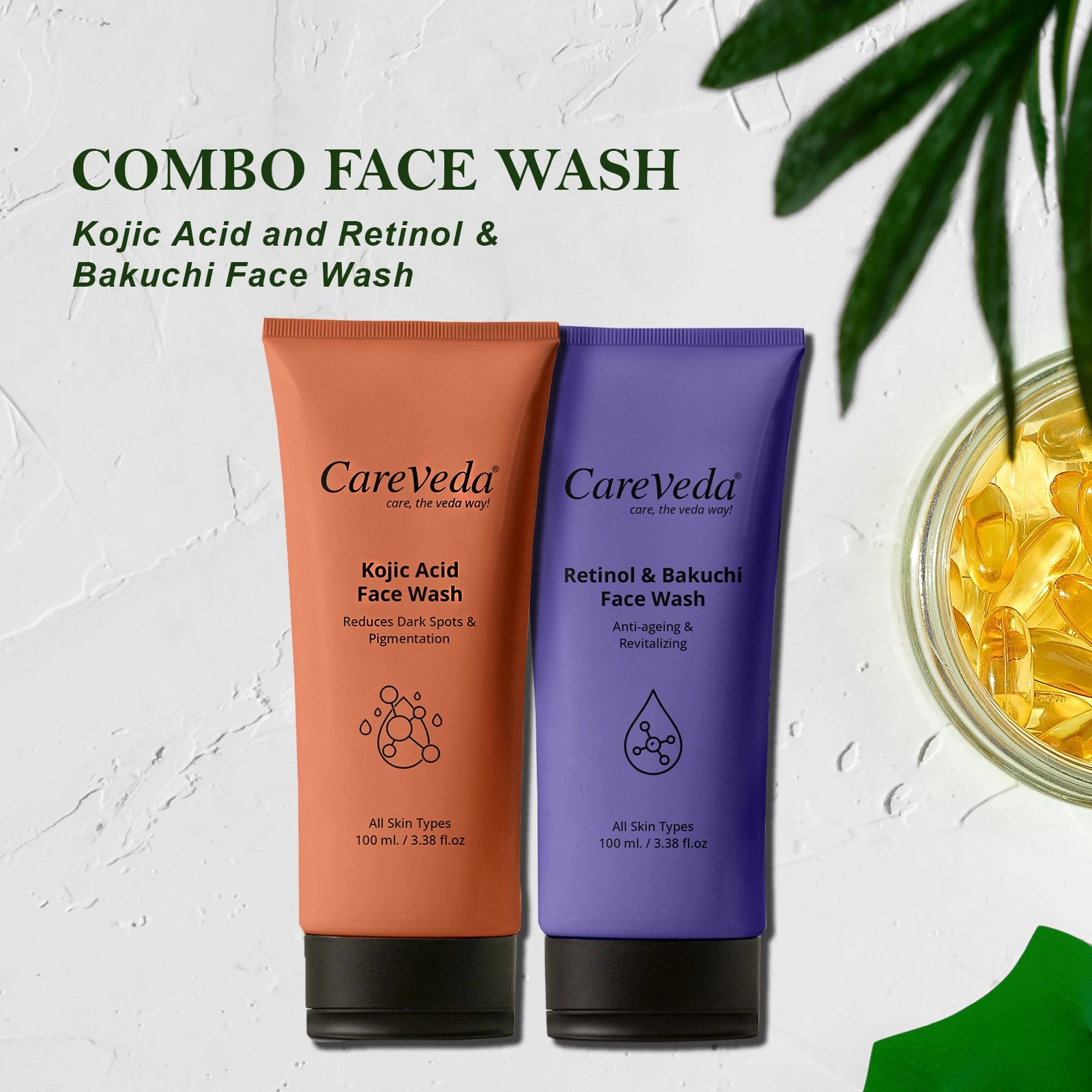 Skin Radiance Combo – Kojic Acid, Retinol & Bakuchi Face Wash (Set of 2)