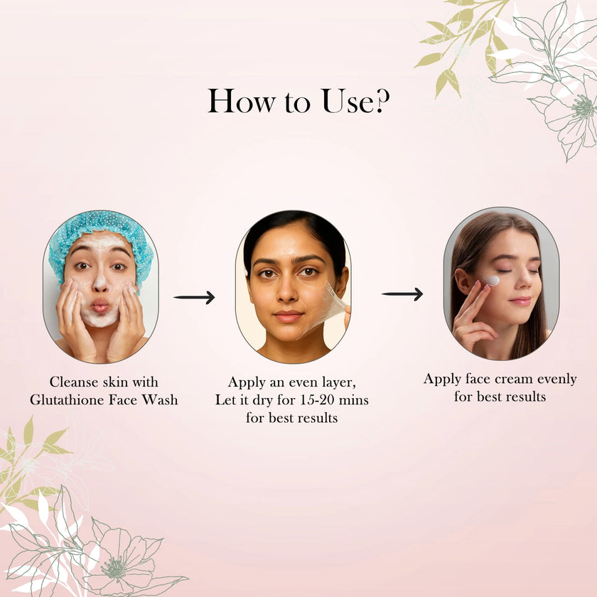 CareVeda Glutathione Skin Care Set of 3 | Face Cream & Face Wash, Peel off Mask for Bright, Even-Toned Skin | Anti-Pigmentation & Glow Boost | For Men & Women