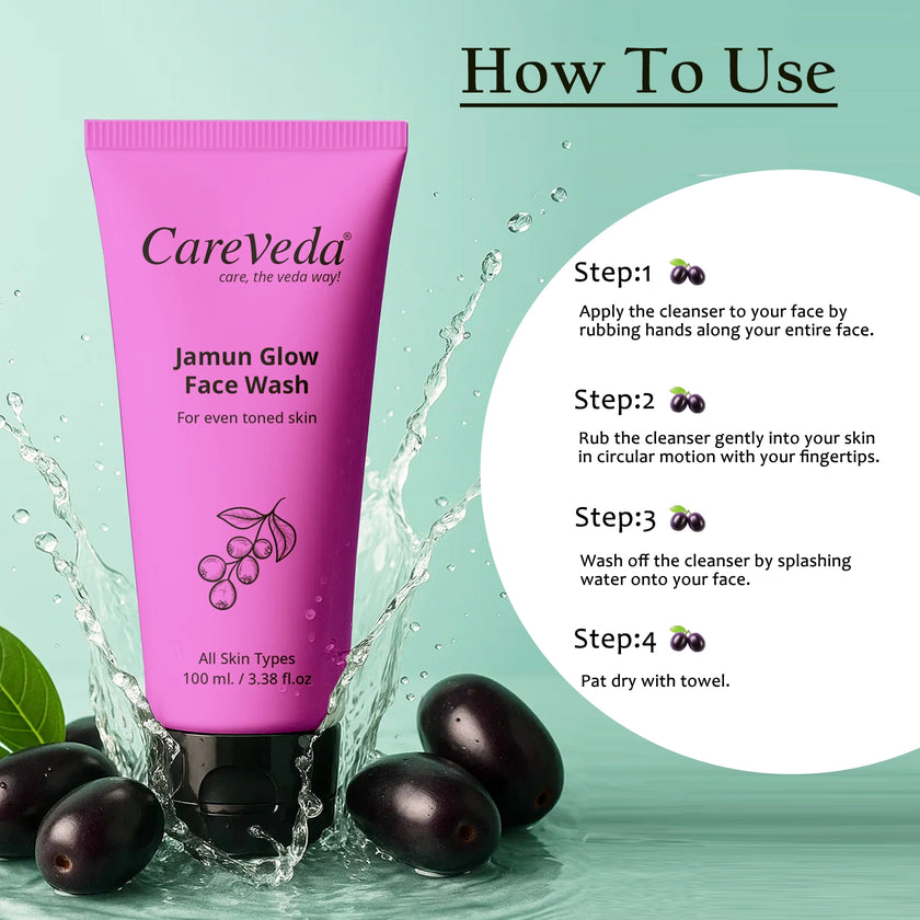 CareVeda Jamun Glow Face Wash For Even Toned Skin Suitable For All Skin Types 100gm