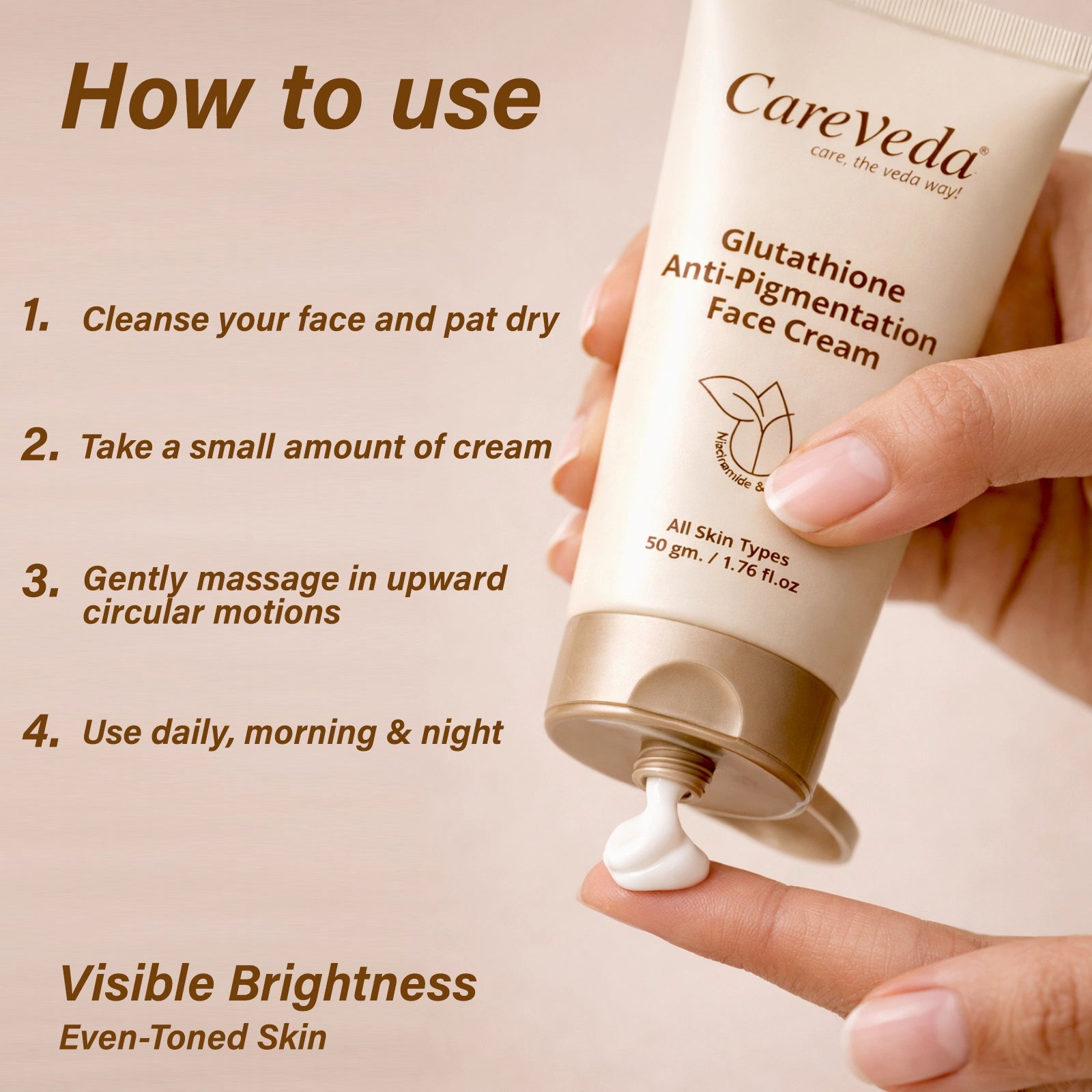 CareVeda Glutathione Anti-Pigmentation Face Cream Enriched with Kojic Acid & Niacinamide  50gm