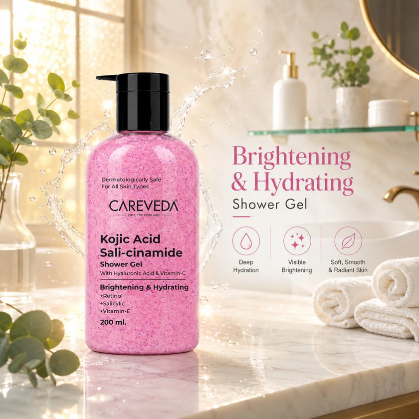 Careveda Advanced Ayurvedic Formula Brightening & Hydrating Kojic Acid Sali-cinamide Shower Gel (200ml)