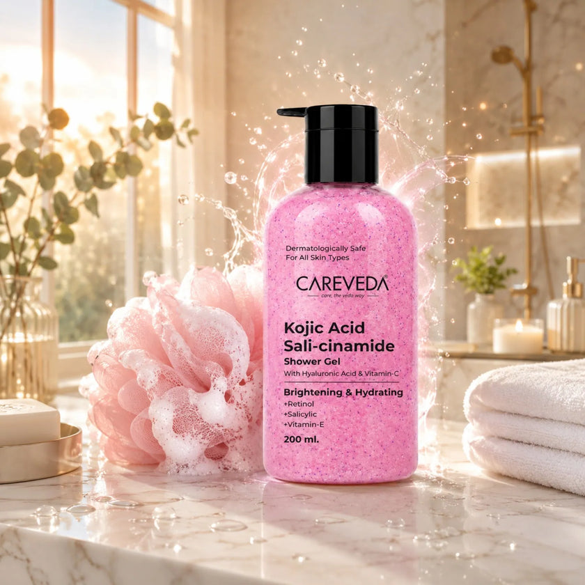 Careveda Advanced Ayurvedic Formula Brightening & Hydrating Kojic Acid Sali-cinamide Shower Gel (200ml)