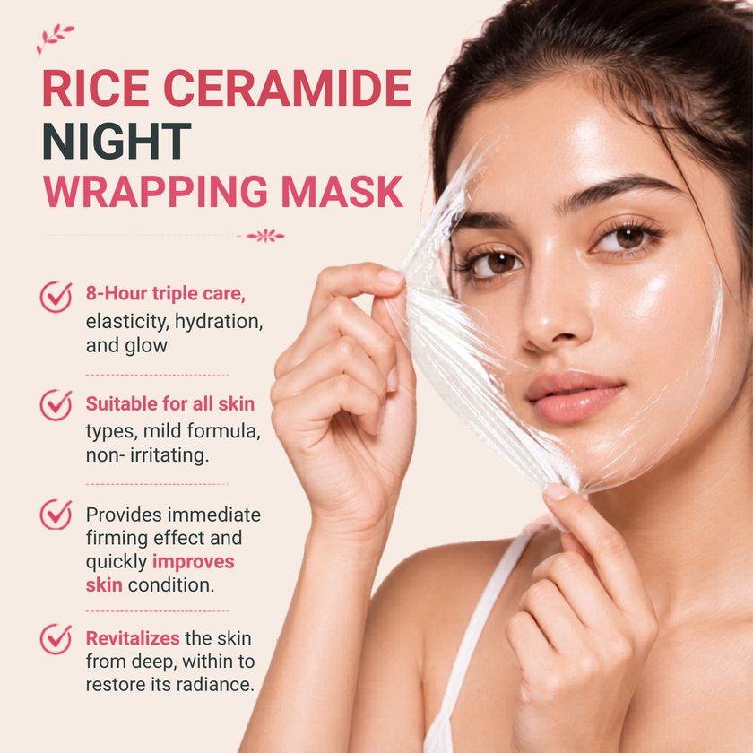 Careveda Rice Ceramide Brightening Peel Off Mask for Luminous Glass Skin – 75g | With Kojic Acid & Vitamin E | Brightening Face Mask for Dull Skin & Skin Barrier Support