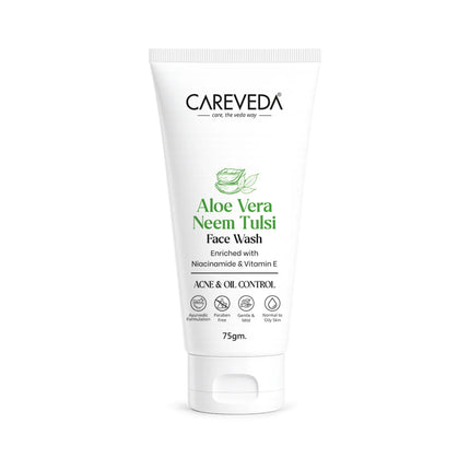 Careveda Aloe Vera Neem Tulsi Face Wash with Niacinamide & Vitamin E - 75gm