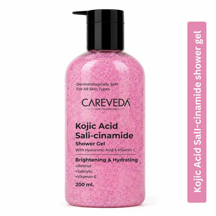 Careveda Advanced Ayurvedic Formula Brightening & Hydrating Kojic Acid Sali-cinamide Shower Gel (200ml)