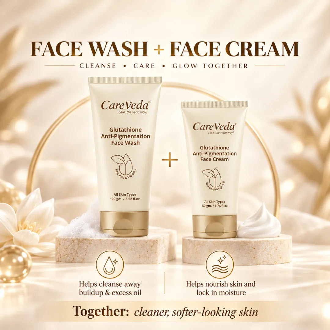 Careveda Glutathione Anti-Pigmentation & Anti-Ageing Skincare Gift Box | Brightening Face Care Set with Face Wash, Face Cream, Serum, Sunscreen, Sheet Mask & Peel Off Mask - Set of 6