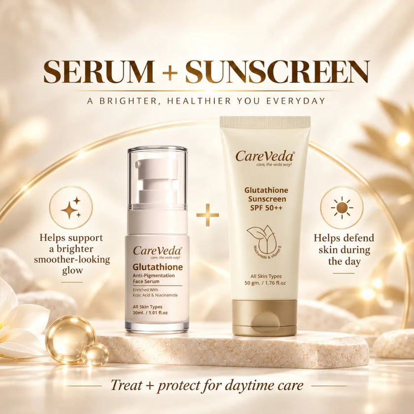 Careveda Glutathione Anti-Pigmentation & Anti-Ageing Skincare Gift Box | Brightening Face Care Set with Face Wash, Face Cream, Serum, Sunscreen, Sheet Mask & Peel Off Mask - Set of 6