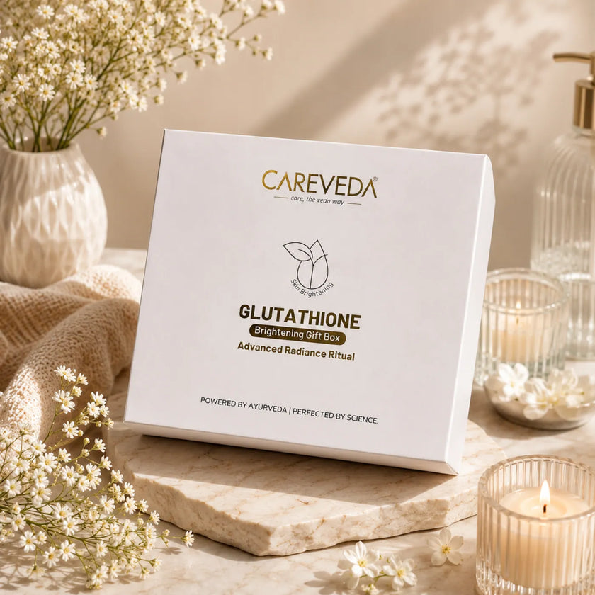 Careveda Glutathione Anti-Pigmentation & Anti-Ageing Skincare Gift Box | Brightening Face Care Set with Face Wash, Face Cream, Serum, Sunscreen & Peel Off Mask - Set of 5