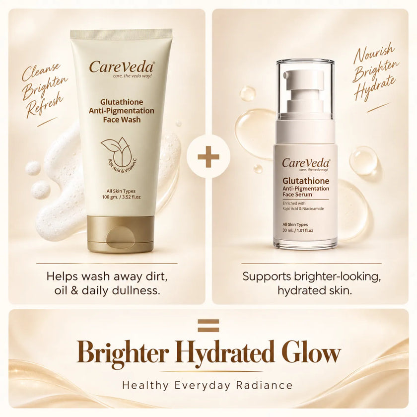 Careveda Glutathione Anti-Pigmentation & Anti-Ageing Skincare Gift Box | Brightening Face Care Set with Face Wash, Face Cream, Serum, Sunscreen & Peel Off Mask - Set of 5