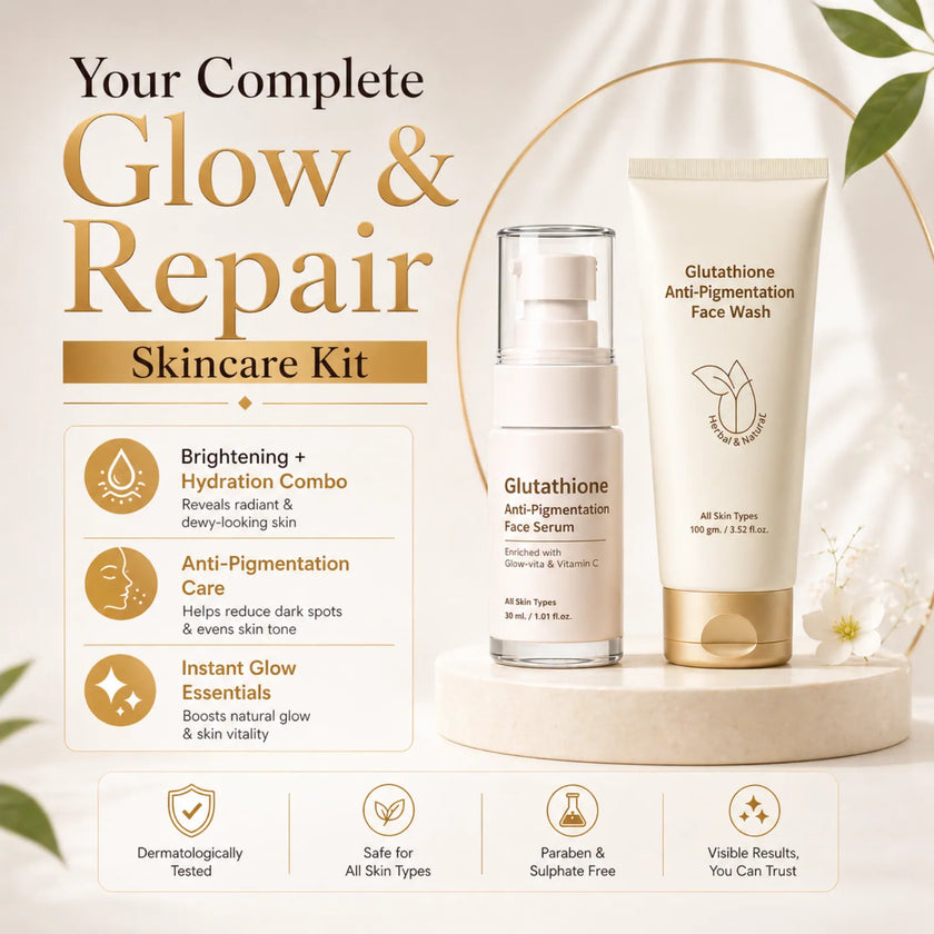 Careveda Glutathione Anti-Pigmentation & Anti-Ageing Skincare Gift Box | Brightening Face Care Set with Face Wash, Face Cream, Serum, Sunscreen, Sheet Mask & Peel Off Mask - Set of 6