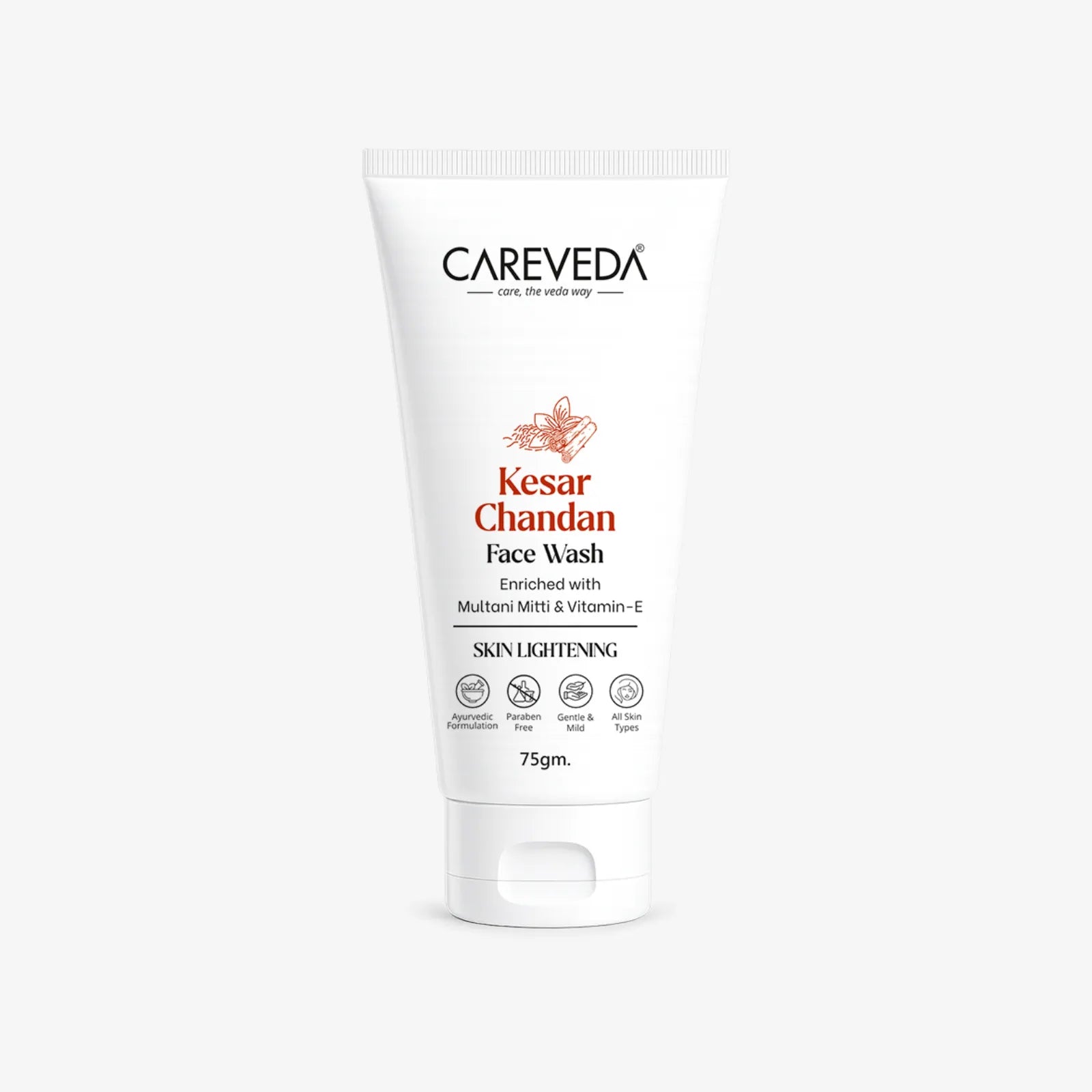 CareVeda Kesar Chandan Face Wash - For Skin Lightening & Deep Nourishment -75gm