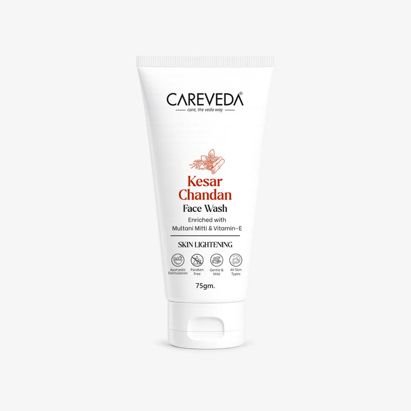 CareVeda Kesar Chandan Face Wash - For Skin Lightening & Deep Nourishment -75gm