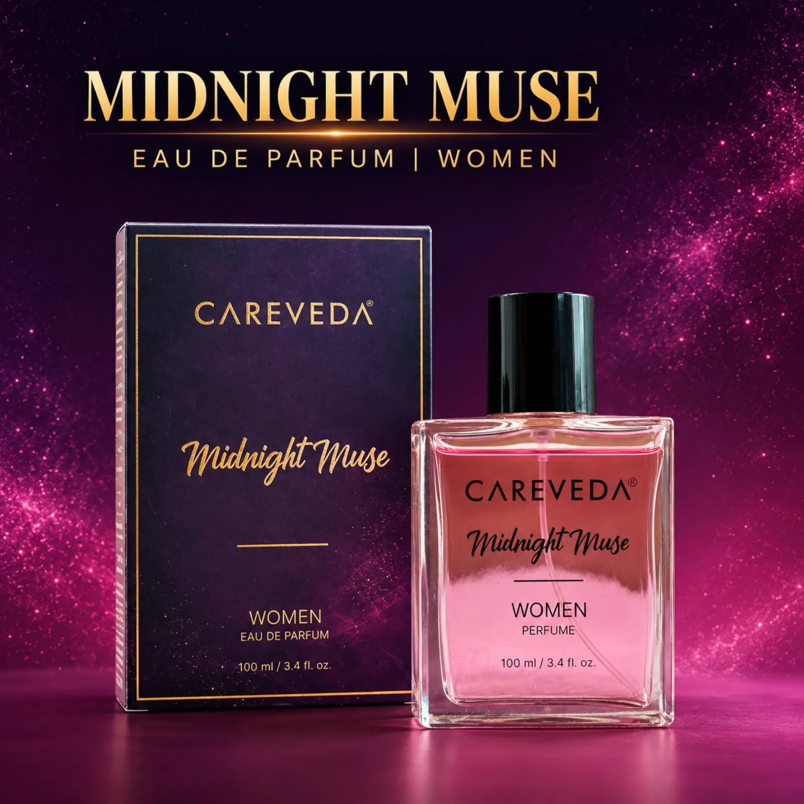 Careveda Midnight Muse Eau de Parfum | Elegant, Alluring, Cozy | Up to 8-10 Hours Long-Lasting | Eau de Parfum - 100 ml (Women)