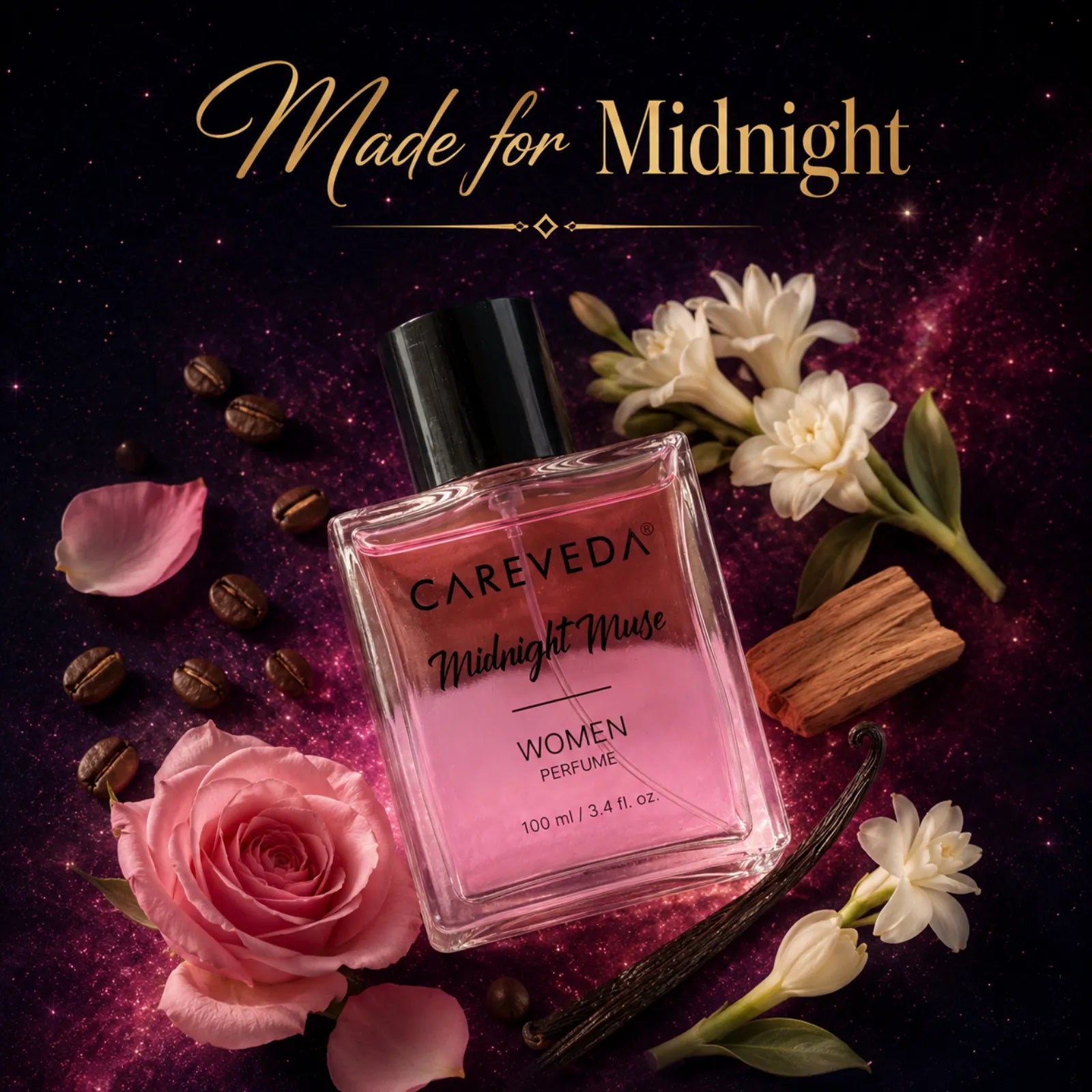 Careveda Midnight Muse Eau de Parfum | Elegant, Alluring, Cozy | Up to 8-10 Hours Long-Lasting | Eau de Parfum - 100 ml (Women)
