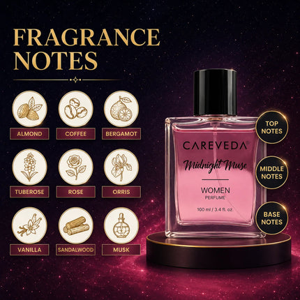 Careveda Midnight Muse Eau de Parfum | Elegant, Alluring, Cozy | Up to 8-10 Hours Long-Lasting | Eau de Parfum - 100 ml (Women)
