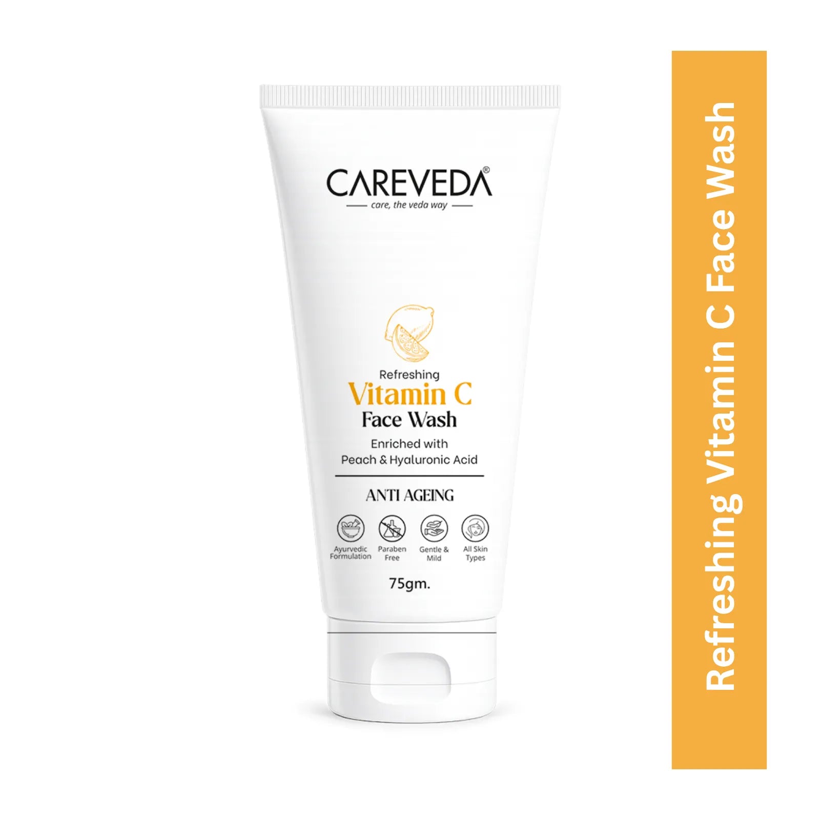 CareVeda Refreshing Vitamin C Face Wash with Peach & Hyaluronic Acid - 75g