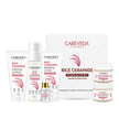 Careveda Rice Ceramide Brightening Skincare Gift Box | Complete Luminous Glass Skin Care Set with Face Wash, Peel Off Mask, Scrub, Cream & Serum, Toner - Set of 6