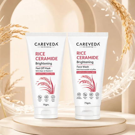 CareVeda Korean Glass Skin 2-Step Skincare Combo | Face Wash & Peel Off Mask | Rice Ceramide Daily Glow Routine