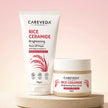CareVeda Rice Ceramide Korean Glass Skin Skincare Kit | Face Scrub + Peel Off Mask | Hydrating & Brightening Face Care Combo