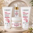 CareVeda Korean Glass Skin 4-Step Skincare Combo | Face Wash, Face Scrub, Face Serum & Peel Off Mask | Rice Ceramide Daily Glow Routine