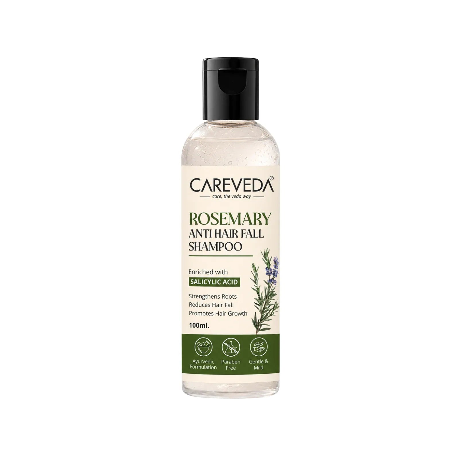 CareVeda Rosemary & Salicylic Acid Hair Growth Shampoo - Scalp Detox & Anti-Hair Fall Formula (100ml)
