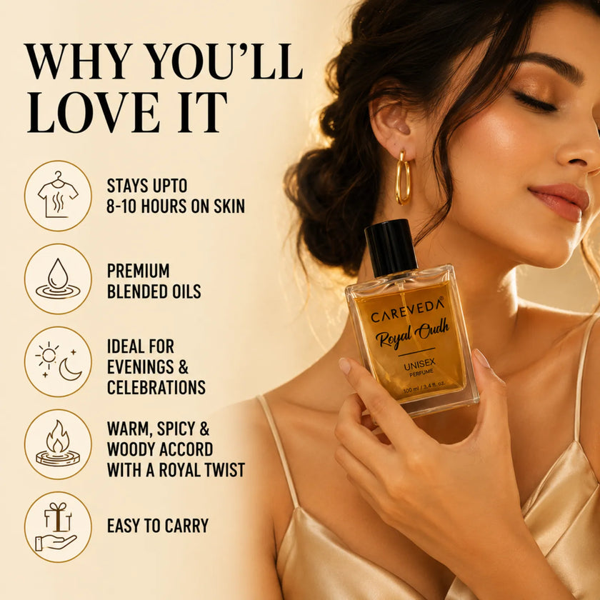 Careveda Royal Oud Eau de Parfum | Regal, Intense, Sophisticated | Up to 8-10 Hours Long-Lasting | Eau de Parfum - 100 ml (Unisex)