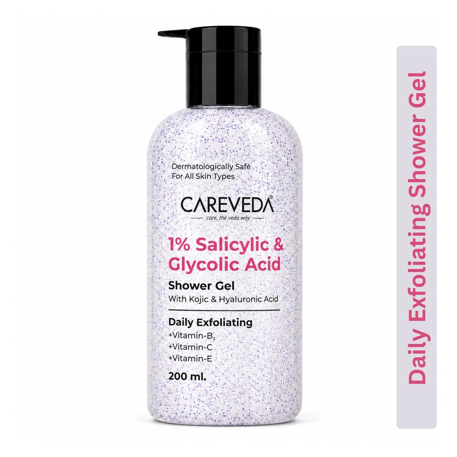 Careveda Daily Exfoliating Sali-cinamide Shower Gel | Brightening & Hydrating Body Wash with AHA & BHA - 200ml
